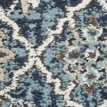 8' X 10' Blue Floral Power Loom Area Rug