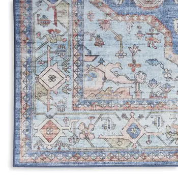 8' X 10' Blue Floral Power Loom Area Rug