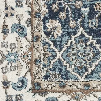 8' X 10' Blue Floral Power Loom Area Rug