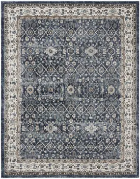 8' X 10' Blue Floral Power Loom Area Rug
