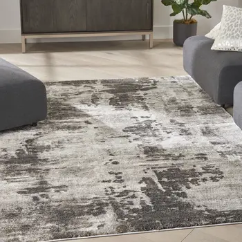 5' X 7' Tan Abstract Power Loom Area Rug
