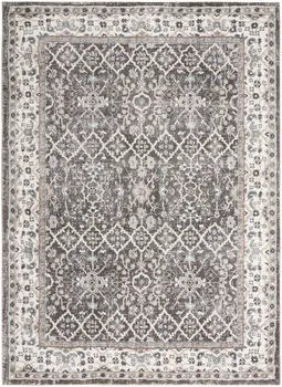 5' X 7' Gray Floral Power Loom Area Rug