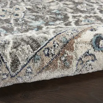 5' X 7' Gray Floral Power Loom Area Rug