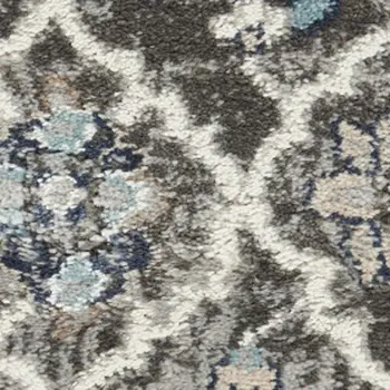 5' X 7' Gray Floral Power Loom Area Rug