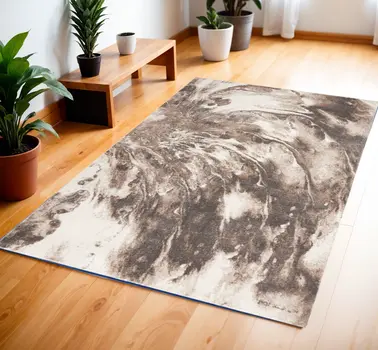 4' X 6' Tan Abstract Power Loom Area Rug
