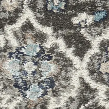 4' X 6' Gray Floral Power Loom Area Rug