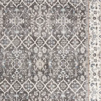 4' X 6' Gray Floral Power Loom Area Rug