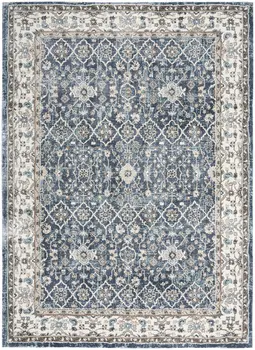 4' X 6' Blue Floral Power Loom Area Rug