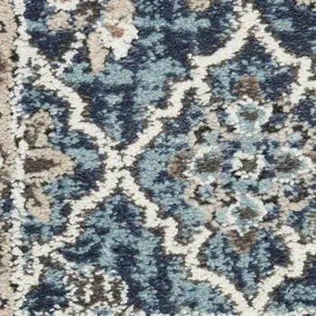 4' X 6' Blue Floral Power Loom Area Rug