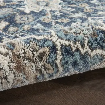 4' X 6' Blue Floral Power Loom Area Rug