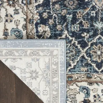 4' X 6' Blue Floral Power Loom Area Rug