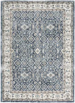 4' X 6' Blue Floral Power Loom Area Rug