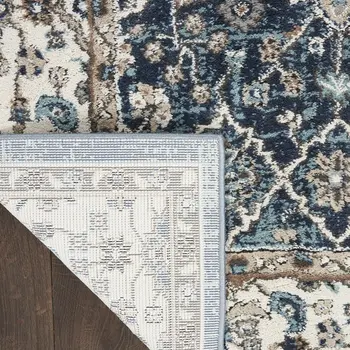 4' X 6' Blue Floral Power Loom Area Rug