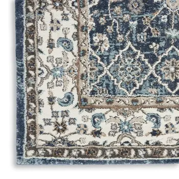 4' X 6' Blue Floral Power Loom Area Rug