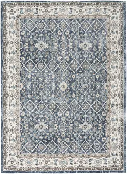 4' X 6' Blue Floral Power Loom Area Rug