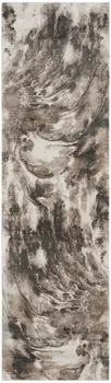 8' Tan Abstract Power Loom Runner Rug