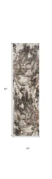 8' Tan Abstract Power Loom Runner Rug