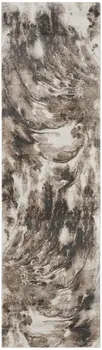 8' Tan Abstract Power Loom Runner Rug