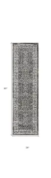 8' Gray Floral Power Loom Runner Rug