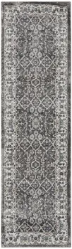 8' Gray Floral Power Loom Runner Rug