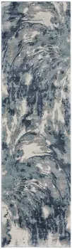 8' Blue Abstract Power Loom Runner Rug