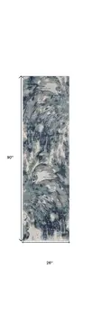 8' Blue Abstract Power Loom Runner Rug