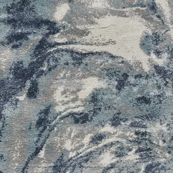 8' Blue Abstract Power Loom Runner Rug