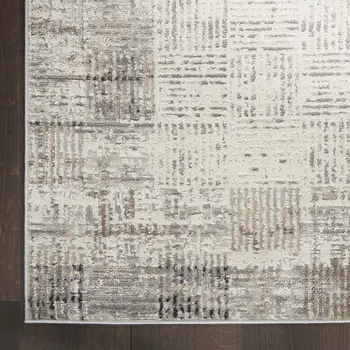 16' Ivory and Gray Abstract Runner Rug