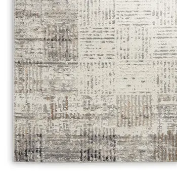 16' Ivory and Gray Abstract Runner Rug