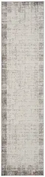 16' Ivory and Gray Abstract Runner Rug