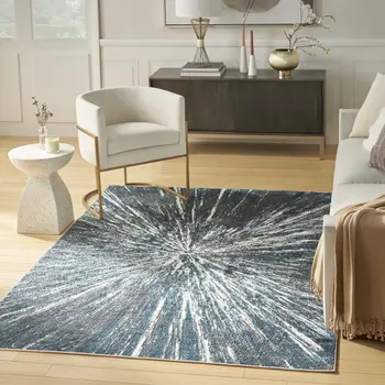 4' X 6' Blue Abstract Area Rug