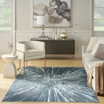 4' X 6' Blue Abstract Area Rug