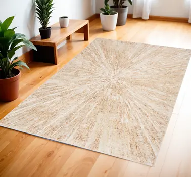 4' X 6' Ivory Abstract Area Rug