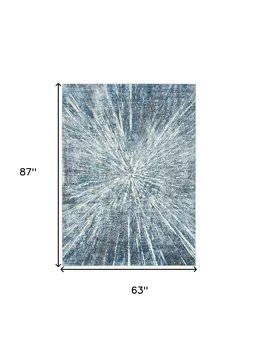 5' X 7' Blue Abstract Area Rug