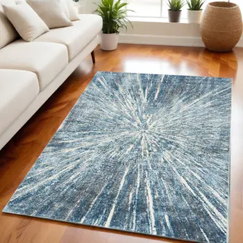 5' X 7' Blue Abstract Area Rug