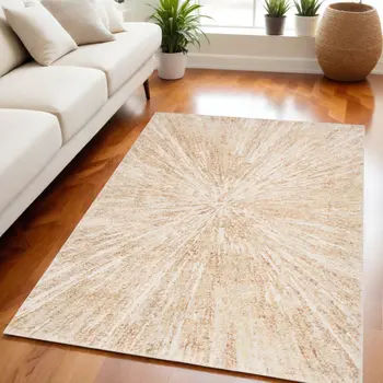 5' X 7' Ivory Abstract Area Rug