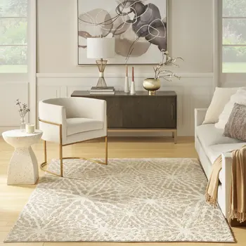 5' X 7' Ivory Abstract Area Rug