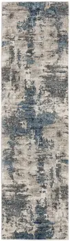 8' Blue Abstract Power Loom Runner Rug