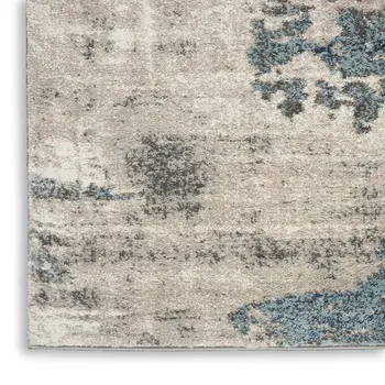 8' Blue Abstract Power Loom Runner Rug