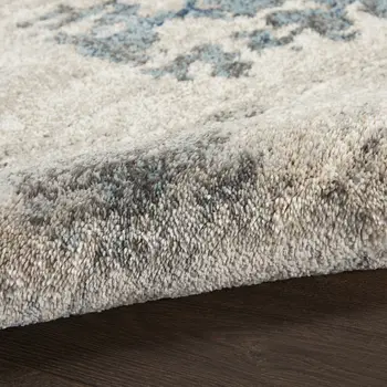 8' Blue Abstract Power Loom Runner Rug