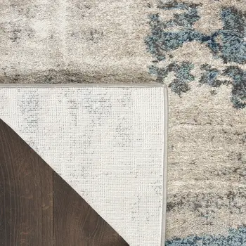 8' Blue Abstract Power Loom Runner Rug