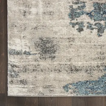 8' Blue Abstract Power Loom Runner Rug