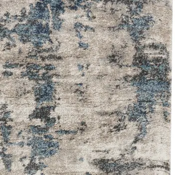 8' Blue Abstract Power Loom Runner Rug