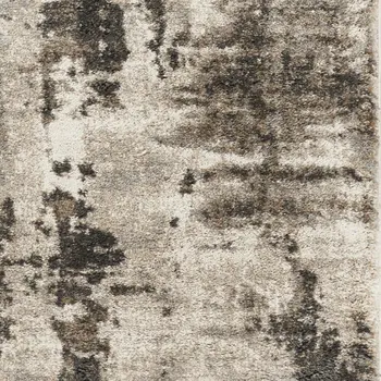 8' Tan Abstract Power Loom Runner Rug