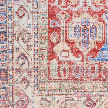 4' X 6' Blue Floral Power Loom Distressed Area Rug