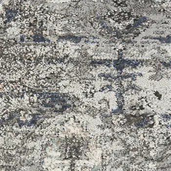 4' X 6' Blue Floral Power Loom Distressed Area Rug