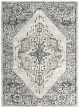4' X 6' Gray Floral Power Loom Distressed Area Rug
