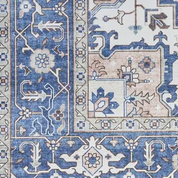 5' X 7' Gray Floral Power Loom Distressed Area Rug