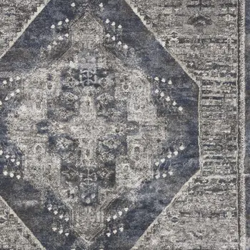 8' X 10' Blue Floral Power Loom Distressed Area Rug