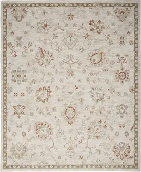 4' X 6' Ivory Floral Power Loom Distressed Area Rug